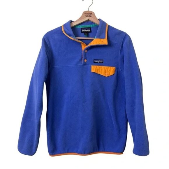 Patagonia Synchilla T-Snap Pullover Fleece in Blue & Orange SZ XS - Picture 2 of 8